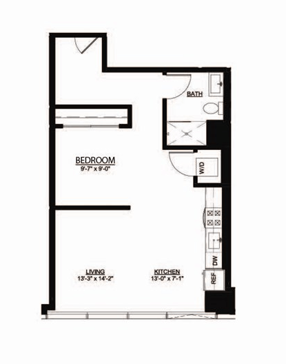 a black and white floor plan of a small room